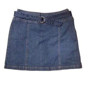 St Johns Bay Denim Skort Sz 10 Skirt Short Belted Stretch 28x16‎